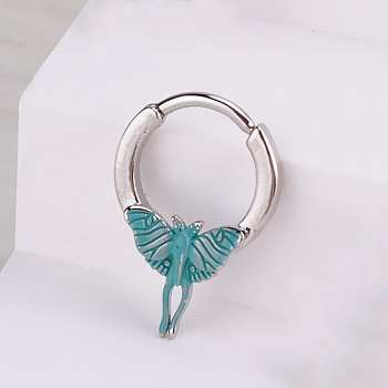 316L Stainless Steel Micro Pave Cubic Zirconia Hoop Nose Rings, Butterfly, Inner Diameter: 10mm, Pin: 1.2mm