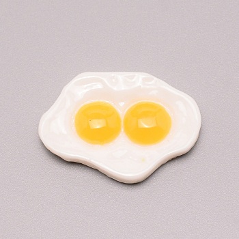 Opaque Resin Cabochons, Imitation Food, Omelette, White, 25x35x5mm