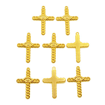 201 Stainless Steel Pendants, with Crystal Rhinestone, Cross, Golden, 36x26.5x3mm, Hole: 1.6mm