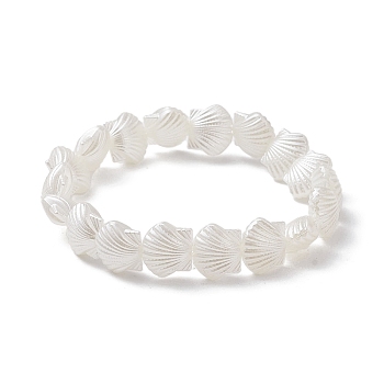 Acrylic Shell Beaded Stretch Bracelets for Women, White, Inner Diameter: 2-1/4 inch(5.7cm)