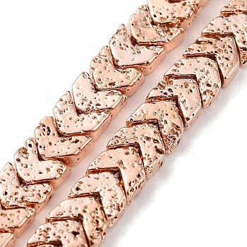 Electroplated Natural Lava Rock Beads Strands, Arrow, Rose Gold Plated, 6~6.5x6.5~7x2.5~3mm, Hole: 1mm, about 98pcs/strand, 16.22''(41.2cm)