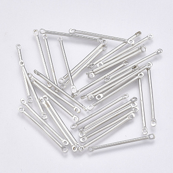 Iron Bar Links connectors, Nickel Free, Platinum, 25x2x1.2mm, Hole: 1mm, about 250pcs/50g
