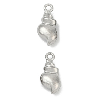 304 Stainless Steel Charms, Conch Charm, Anti-Tarnish, Stainless Steel Color, 12.5x5.5x4mm, Hole: 1.2mm