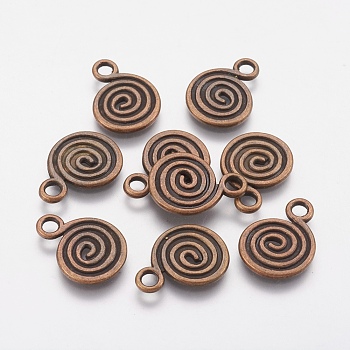 Tibetan Style Pendants, Antique Bronze, Flat Round, 13mm in diameter, 1mm thick, hole: 2.5mm