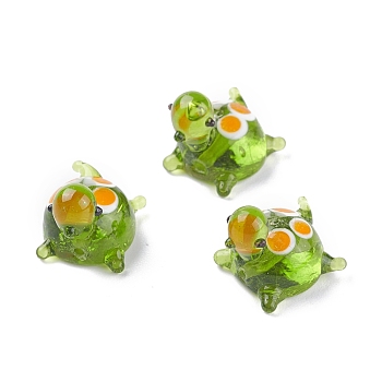 Handmade Lampwork Beads, Turtle, Yellow Green, 18.5~20x14.5~17.5x16.5mm, Hole: 1.8mm