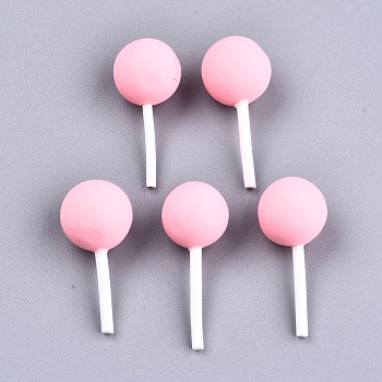 Handmade Polymer Clay 3D Lollipop Embellishments, for Party DIY Decorations, Pink, 21~26x10.5mm