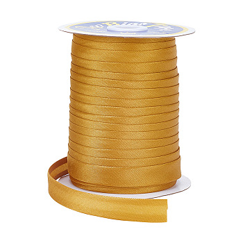 60M Flat Fold Over Polyester Satin Ribbons, Clothes Accessories, Dark Goldenrod, 5/8 inch(15mm), about 65.62 Yards(60m)/Roll