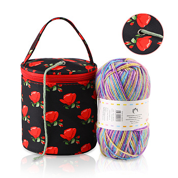 Column Non-woven Storage Bags, for Portable Knitting Yarn Balls Organizer, Red, 13.5x14cm