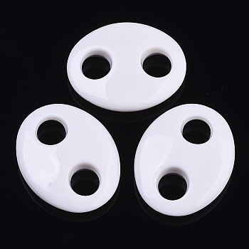 Opaque Acrylic Links connectors, Oval, Creamy White, 38x30x10mm, Hole: 9mm, about 98pcs/500g