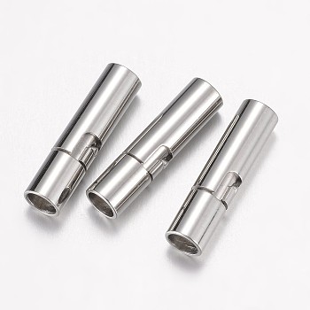 304 Stainless Steel Bayonet Clasps, Stainless Steel Color, 15.5x4mm, Hole: 3mm