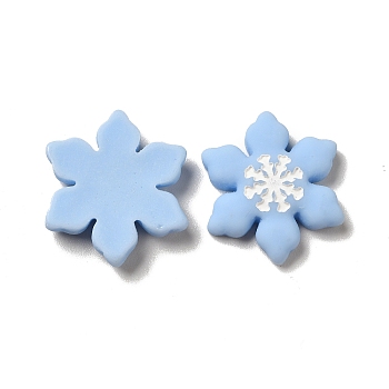 Christmas Opaque Resin Cabochons, Snowflake, Light Blue, 22x20x5mm
