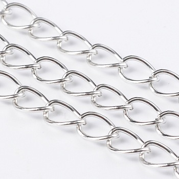 Iron Twisted Chains, Unwelded, with Spool, Oval, Platinum, 11x8x1.4mm, about 164.04 Feet(50m)/roll