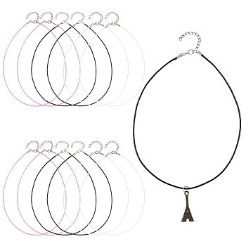 30Pcs 3 Colors Waxed Cotton Cord Necklace Making, with Alloy Lobster Claw Clasps and Iron End Chains, Mixed Color, 17.12 inch(43.5cm), 1.5mm, 10pcs/color