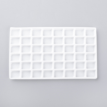 Plastic Jewelry Display Trays, 48 Compartments, White, 127x75x4mm