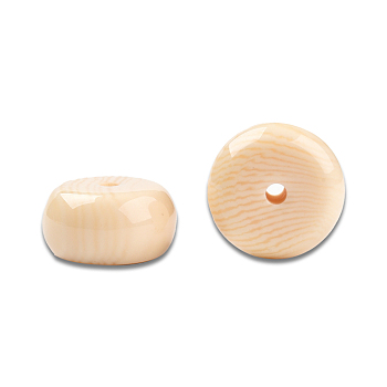 Resin Beads, Imitation Gemstone, Flat Round/Disc, Bisque, 16.5~17x8.5~9mm, Hole: 2~2.3mm