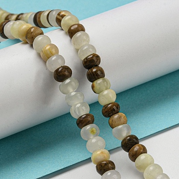 Natural Flower Jade(Afghanistan Jade) Beads Strands, Rondelle, 5.5~6.5x3.5~4mm, Hole: 0.8mm, about 96~97pcs/strand, 14.96~15.39''(38~39.1cm)