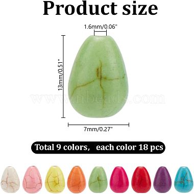 162pcs 9 couleurs perles turquoise synth&eacute;tiques(G-AR0006-19A)-2