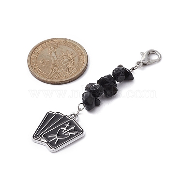 Natural Obsidian Chip Pendant Decorations(HJEW-JM01270)-4