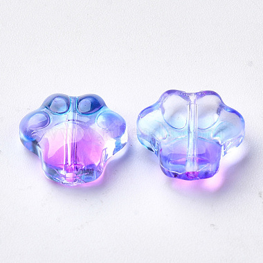 Perles de verre peintes par pulvérisation transparentes deux tons(X-GGLA-S054-008D-01)-2