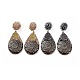 Natural Druzy Agate Dangle Stud Earrings(EJEW-F232-27)-1