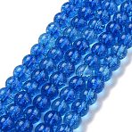 Crackle Glass Round Bead Strands, Blue, 8mm, Hole: 0.8mm, about 52pcs/strand, 14.96 inch(38cm)(CCG-C001-01B-03)