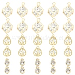 3Pcs 3 Styles Brass Micro Pave Clear Cubic Zirconia Charms Pendants, Long-Lasting Plated, Real 14K Gold Filled, 8~14.7x5~10.5mm, Hole: 1.2~1.5mm, 1pc/style(ZIRC-YW0001-35)