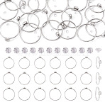 18Pcs 304 Stainless Steel Finger Ring Rhinestone Settings, 20Pcs Cubic Zirconia Beads, Stainless Steel Color, Tray: 2.8mm, 1.2mm, 16.5~18.2mm(STAS-TA0005-86P)