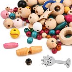 Lucky Bag, Including Painted Natural Wood Beads, Mixed Color, 4~30mm(DIY-LUCKYBAY-91)