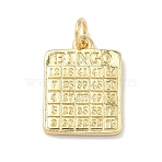 Brass Pendants, Bingo Playing Card Charms, Long-Lasting Plated, Cadmium Free & Lead Free, Rack Plating, Real 18K Gold Plated, 16.5x12.5x2mm, Jump Ring: 5x1mm, Inner Diameter: 3.5mm(KK-P349-13G)
