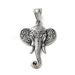 304 Stainless Steel Pendants, Elephant Charm, Antique Silver, 37x26x6mm, Hole: 9x5mm(STAS-M113-04AS)