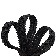 Polyester Braided Lace Trim, Sewing Centipede Lace Ribbon, for Clothes Accessories and Curtains Accessories, Black, 5/8 inch(16mm), about 10.94 Yards(10m)/Card(OCOR-WH0074-92C)