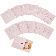 Square Velvet Jewelry Bags, with Snap Fastener, Pink, 7x7x0.95cm(TP-NB0001-41A-01)