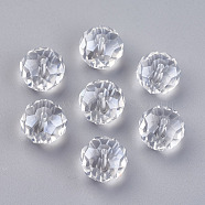 Glass Beads, Pearl Luster Plated, Crystal Suncatcher, Faceted Rondelle, Clear, 16x12mm, Hole: 1mm(X-GR16MMY-01L)