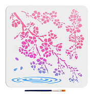 US 1Pc Cherry Blossom Theme PET Hollow Out Drawing Painting Stencils, with 1Pc Art Paint Brushes, for DIY Scrapbook, Photo Album, Flower, 300x300mm(DIY-MA0004-04)