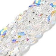 Glass Imitation Austrian Crystal Beads, Faceted, Triangle, Clear AB, 6x6x7.5mm, Hole: 1mm, about 55pcs/strand, 15.35''~15.75''(39~40cm)(GLAA-O019-04-1)