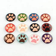 Half Round/Dome Dog Paw Print Photo Glass Flatback Cabochons for DIY Projects, Mixed Color, 12x4mm(X-GGLA-Q037-12mm-08)