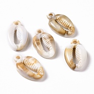 Acrylic Pendants, Imitation Gemstone Style, Shell, BurlyWood, 23.5x14.5x5mm, Hole: 2mm, about 724pcs/500g(OACR-C011-09)