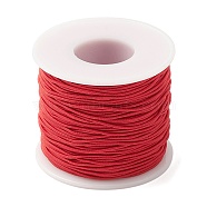 Round Polyester Elastic Cord, Adjustable Elastic Cord, with Spool, Red, 1mm, about 49.21 Yards(45m)/Roll(EC-YWC001-01-A)