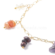 Synthetic & Natural Mixed Gemstone Chips Pendant Necklace, 7 Chakra Necklace with Brass Chain for Women, Golden, 17.91 inch(45.5cm)(NJEW-JN03855)