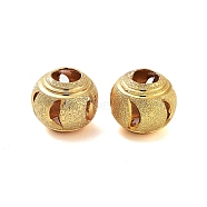 Texture Brass Beads, Cadmium Free & Lead Free, Matte Gold Color, Round, 12x10.5mm, Hole: 5mm(KK-S379-02G-C)