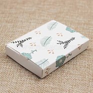 Kraft Paper Boxes and Necklace Jewelry Display Cards, Packaging Boxes, with Plants Pattern, White, Folded Box Size: 7.3x5.4x1.2cm, Display Card: 7x5x0.05cm(CON-L016-A06)