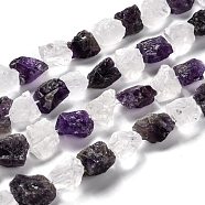 Rough Raw Natural Quartz Crystal & Amethyst Beads Strands, Nuggets, 15~24x16~19x10~13mm, Hole: 1.2mm, about 26pcs/strand, 15.94 inch(40.5cm)(G-J388-05)