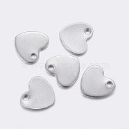 304 Stainless Steel Charms, Stamping Blank Tag, Heart, Stainless Steel Color, 9x10x0.8mm, Hole: 1.2mm(STAS-F159-78P)