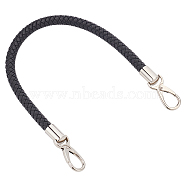 PU Imitation Leather Braided Bag Handle, Bag Strap, with Alloy Snap Clasp, Black, 49.5x1.3cm, Inner Diameter: 1.5cm(FIND-WH0037-22P-01)