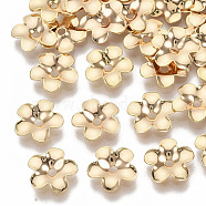 Brass Bead Caps, Nickel Free, 5-Petal, Flower, Real 18K Gold Plated, 8.5x9x1.5mm, Hole: 1.4mm(KK-T055-002G-NF)