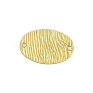 Brass Connector Charms, Oval with Water Ripples Pattern, Raw(Unplated), 16x24.5x0.6mm, Hole: 1.6mm(KK-WH0047-15)