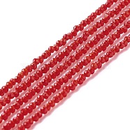 Transparent Glass Beads Strands, Faceted, Round, Cerise, 2mm, Hole: 0.6mm, about 182~201pcs/strand, 14.57~15.24 inch((37~38.7cm)(GLAA-C019-01A-30)