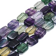 Natural Fluorite Beads Strand, Rectangle, 15~17x10~13x5~7mm, Hole: 1mm, about 22pcs/strand, 15.94 inch(40.5cm)(G-K245-J19-01)