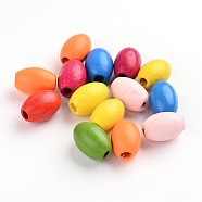 Natural Wood Beads, Dyed, Lead Free, Barrel, Mixed Color, about 17mm long, 12mm wide, hole: 4mm(Range: 3.5~4.5mm), about 606pcs/500g(TB231Y)
