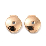 Rack Plating Brass Ear Nuts, Ear Backs, Long-Lasting Plated, Lead Free & Cadmium Free, Flat Round, Rose Gold, 8x9.5x2.5mm, Hole: 0.7mm(KK-F864-07RG)